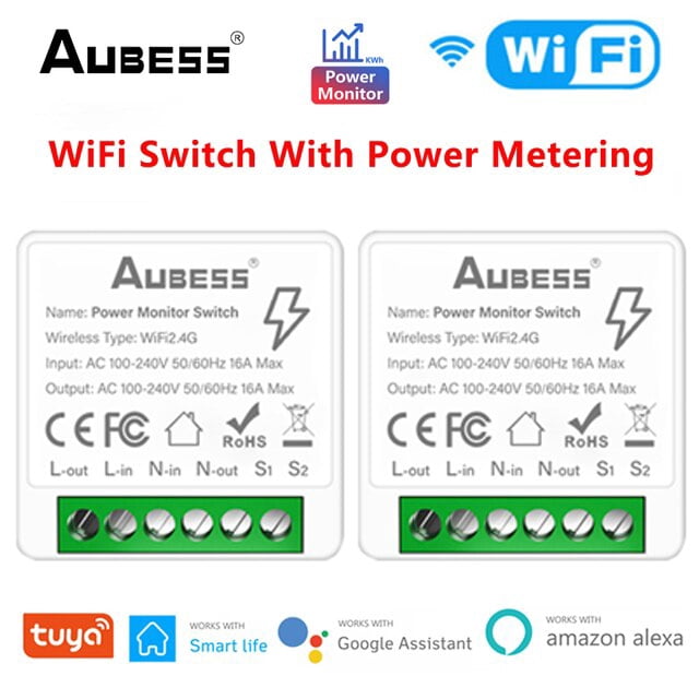 Tuya Zigbee/Wifi MINI interruptor inteligente Control de 2 vías 16A interruptor Tuya Sensor de automatización del hogar inteligente funciona con Alexa Google Home Tan Jianjun unisex