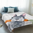 thumbnail image 4 of Grey Bunny Easter Blanket Soft Cozy Warm Throw Blanket for Couch, Plush Fuzzy Flannel Fleece Blankets for Sofa, Rabbits Grey Checkered Carrots Bed Blankets Lightweight Gifts for Women, 30"x40", 4 of 9