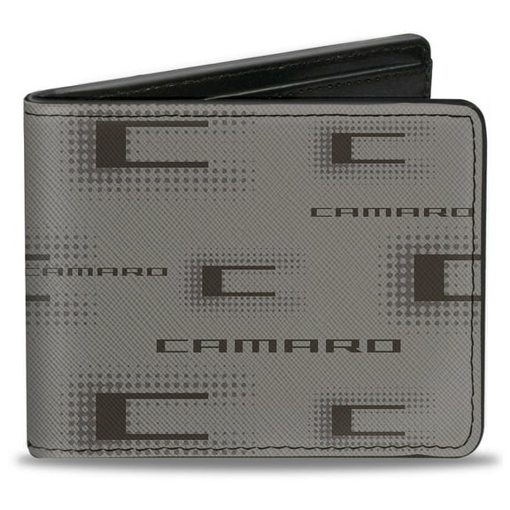 GM General Motors Wallet, Bifold, CMP 03 Camaro Multi C Gray Black, Vegan Leather