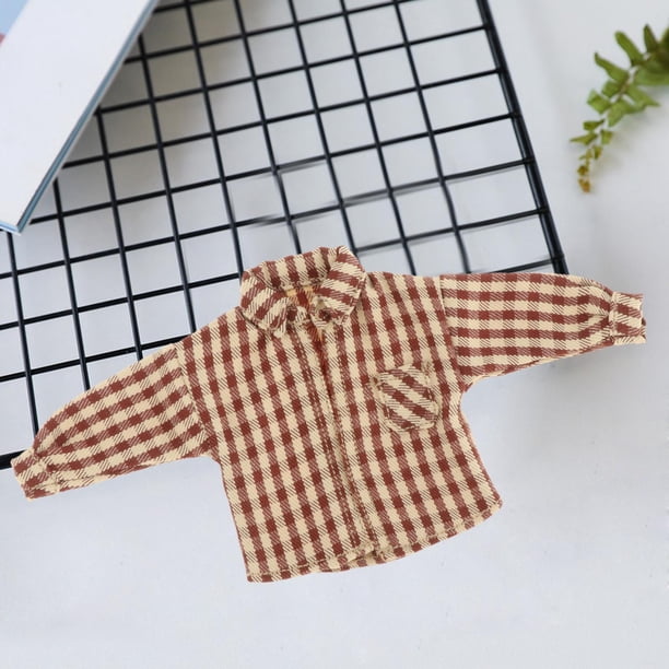 1/12 Camisa Masculina Ropa de Muñeca Vestir Durable Cómodo Trajes en Miniatura de Moda Mini Ropa para Muñecas de 6 Pulgadas Figuras Modelo Accesorio Caqui Hugo camisa de muñeca