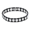 Mens White Rubber And Black Plated Stainless Steel Bracelet