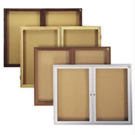1 Door Enclosed Natural - Ghent PN13630K 36 in. x 30 in. 1-Door Wood Frame Walnut Finish Enclosed Tackboard - Natural Cork