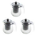 thumbnail image 1 of 3X 350mL Heat-Resistant Clear Glass Teapot Stainless Steel Infuser Flower Tea Pot, 1 of 5