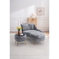 thumbnail image 2 of Miekor Furniture 58'' Indoor Chenille Chair with Left Armrest and Lumbar Pillow Upholstered Furniture Lounge Chair, Lounge Sofa for Living Room Bedroom Office with Footstool. No.6732, 2 of 8