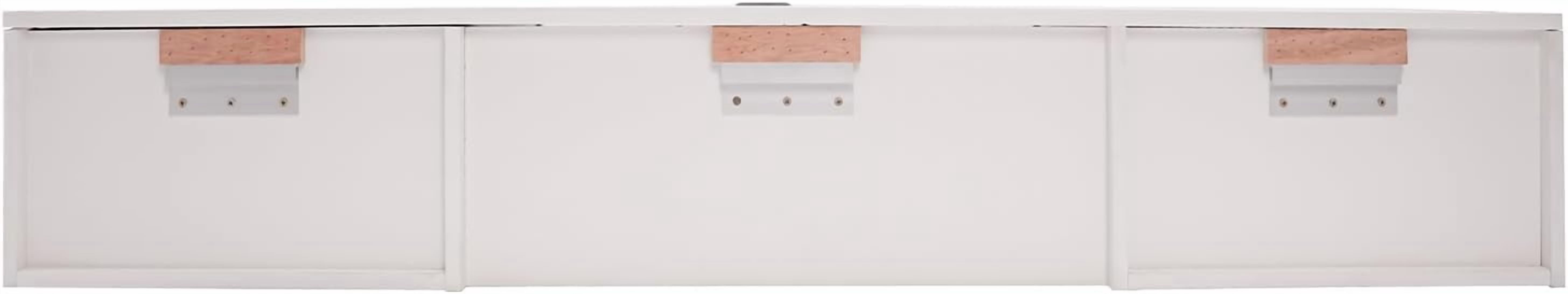Floating Wall Mount Computer Desk Floating Shelf with 2 Drawer & Keyboard Tray Home Office Desk Workstation, Cable Hole, Laptop PC Table for Living Room, Bedroom, Office, White