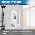 thumbnail image 3 of Bathfinesse Niche de Douche Encastrée Double 9 Pouces x 25 Pouces, Style Moderne, 2 Tablettes, Acier Inoxydable, Murale, Aucun Carreau Requis, 3 of 6