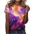 thumbnail image 2 of UPPADA T-Shirts d'Été pour Femmes à Imprimé Graphique, Col Ras du Cou, Décontractés, Manches Courtes, Coupe Ample, Chandails à Enfiler, Mode, Vacances, Plage, Blouses Multicolores, TTG, 2 of 4