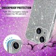 thumbnail image 2 of Compatible with iPhone 14 Glitter Case Women Girls Bling Sparkle Phone Case Camera Lens Protection Slim Soft Bumper Shockproof Protective Cover for iPhone 14 6.1 inch, Silver, 2 of 12