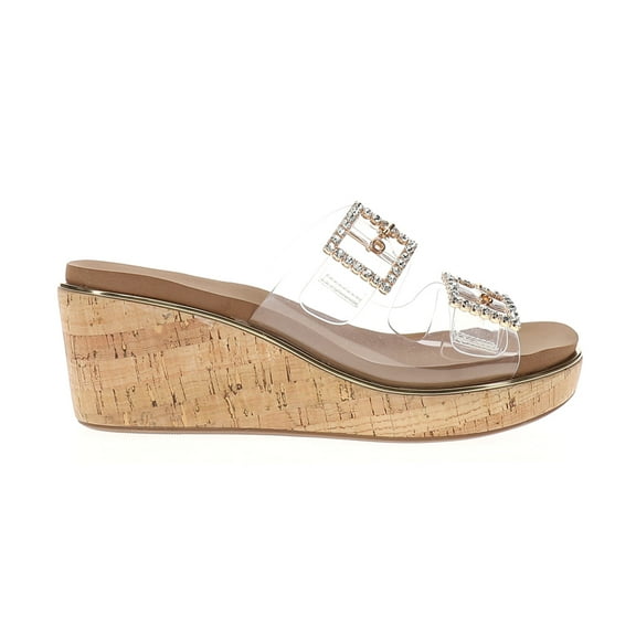 Corkys Womens Twinsie Clear Rhinestone Wedge Casual Shoes