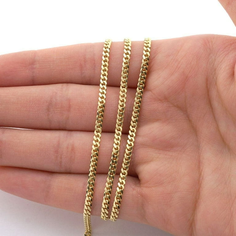 Solid 14k Yellow Gold Miami Cuban Link Chain Necklace