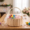 thumbnail image 6 of Yakvarog Handwoven Rattan Flower Girl Basket, Lightweight Wicker Basket with Bows & Pearl Handle, Summer Wedding, Bridal Shower, Petal Toss, Bridesmaid Gifts & Home Decor, 6 of 7