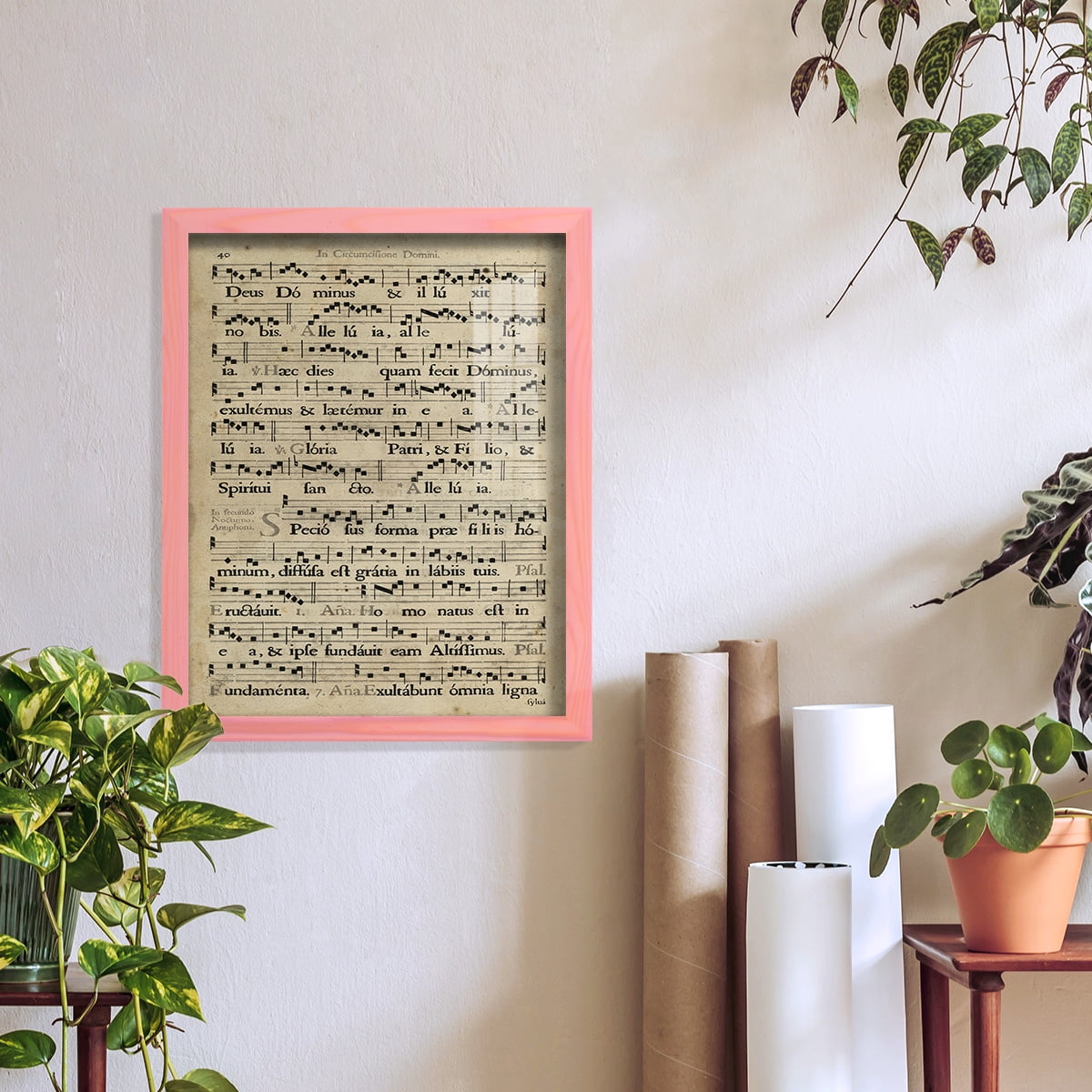 Vellum Songbook II -Framed Print w/glass-Sunset Pink