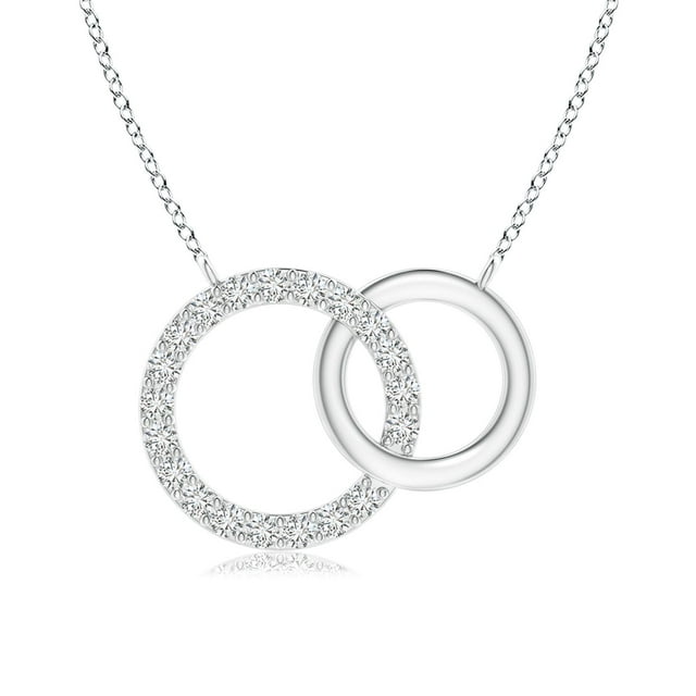 Angara Natural Diamond Necklace - Interlocking Diamond Circle Necklace in Platinum for Women