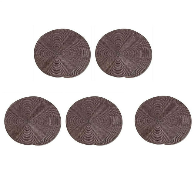 Manteles Individuales Redondos Trenzados Juego de 30 Tapetes para Mesas de Comedor Manteles Individuales Tejidos Lavables y Antideslizantes de 15 Pulgadas (MarróN)