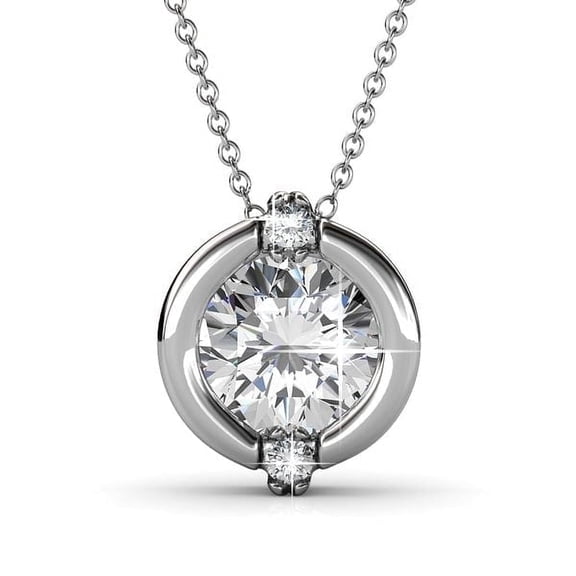 Cate & Chloe Zara 18k White Gold Plated Necklace with Round Cut Swarovski Crystal Gift for Women