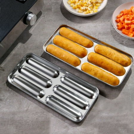 

Stainless steel Sausage Mold 6 Cavity for Homemade Hot Dogs Non-Stick DIY Hot Dog Mold for Oven steamer