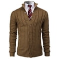 thumbnail image 3 of Mens Casual Slim Fit Cardigan Cable Knitted Sweater Thermal Button Down Closure (CMOCAL061), 3 of 6