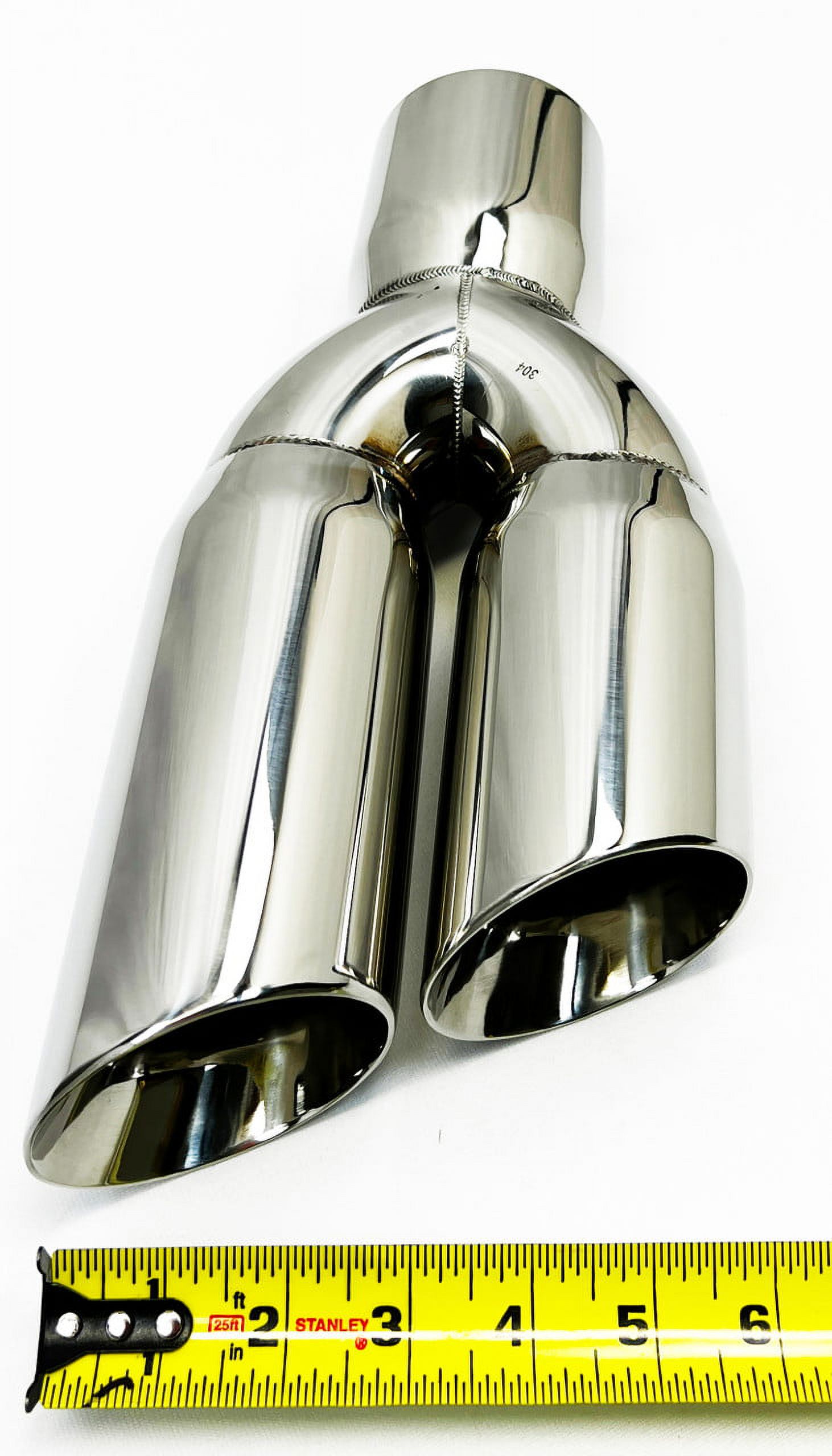 Exhaust Tip 3.00" Inlet 3.00" Outlet 13.00" long WDWDRS30013-300-HP-SS Dual Round Slant Polished 304 Stainless Wesdon Exhaust Tip