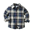 thumbnail image 1 of Gibobby Playera TéRmica Ligera Camisa de manga larga para niños pequeños, abrigo para invierno y otoño, prendas de vestir para bebés, ropa a cuadros de Color azul(Negro, 3-4 Años), 1 of 5