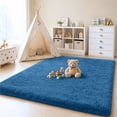 thumbnail image 2 of Pentantan 8ft x 10ft Shag Area Rugs, Fluffy Rug for Living Room Bedroom, Soft Plush Pile Indoor Carpet, Navy Blue, 2 of 7