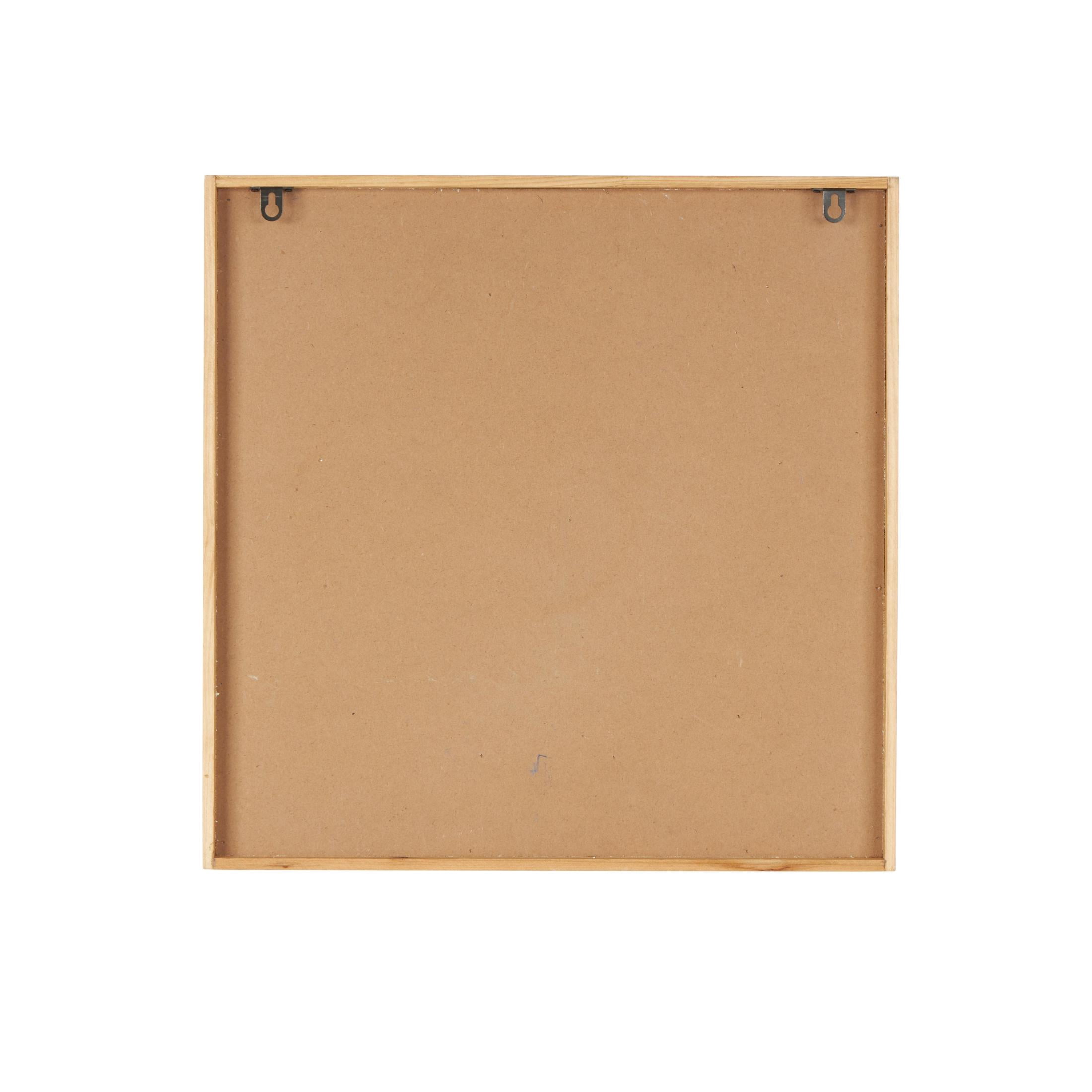 DecMode Blue Wood Relief Floral Wall Decor with Brown Woven Seagrass Frame and White Backing