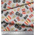 thumbnail image 2 of Soimoi Gray Cotton Duck Fabric Insect Insect Fabric Prints by Yard 56 Inch Wide, 2 of 5