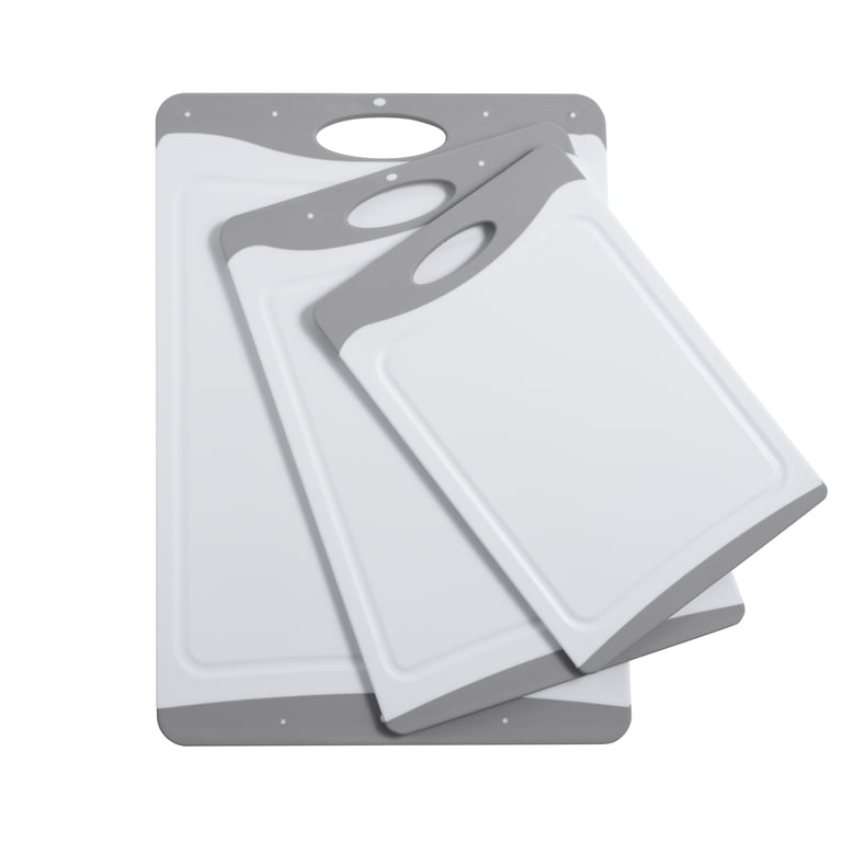3-Piece Non-Slip Cutting Boards, White and Silver photo 6