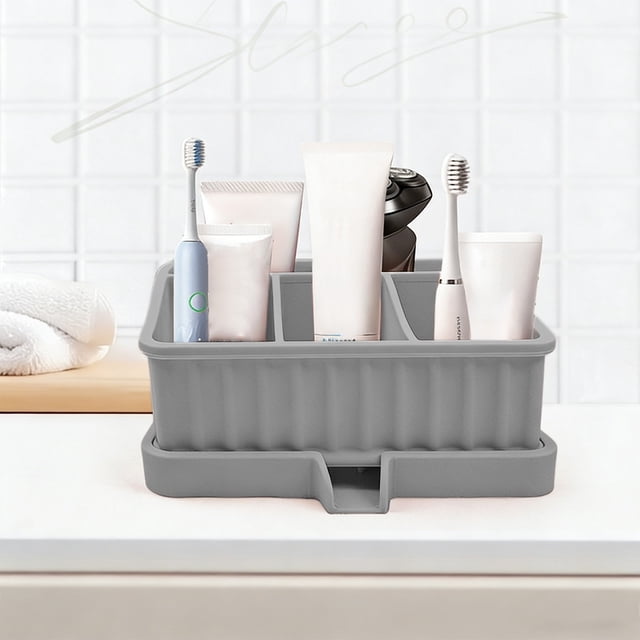 EGNMCR Bacs de Rangement, Conteneurs de Rangement Silicone Brosse à Dents Dentifrice Boîte de Rangement Rack Salle de Bain Étagère de Rangement Ensemble de Lavage Salle de Bain Produit de Beauté Boîte de Rangement Silicone