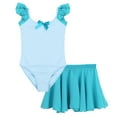 thumbnail image 6 of MSemis Kids Girls 2 Piece Ballet Dance Ruffles Sleeve Gymnastics Leotard with Wrap Skirts, 6 of 7