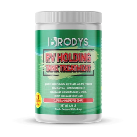 BRODYS - RV Holding Tank Treatment - Black and Gray - Odor Eliminator and Breaks Down Waste - POWDER FORMULA (Camping and Marine)  Must have accessory for all RVs - 23 TREATMENTS