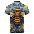 thumbnail image 4 of Watercolor Bumblebee Yellow Sunflowers Men Zipper T-shirt Summer Casual Short Sleeve T-shirt Top, 4 of 7