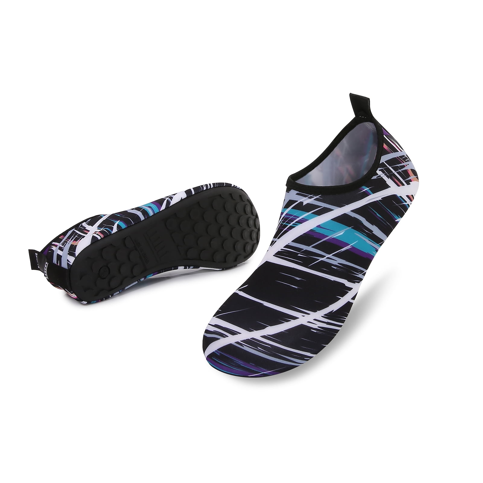 Men and Women a Slip On Barefoot Quick-Dry Beach Aqua Yoga Water Shoes (scribbling/Black, 4-5 Women)