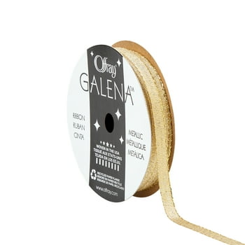 Offray Ribbon, Gold 1/4 inch Galena Metallic Ribbon, 5 yards