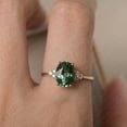 thumbnail image 5 of Delicate vintage engagement ring, green sapphire yellow gold ring, oval cut,anniversary gifts, 5 of 5