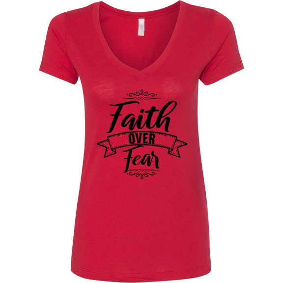 Inktastic Cancer Awareness Faith over Fear Women's V-Neck T-Shirt