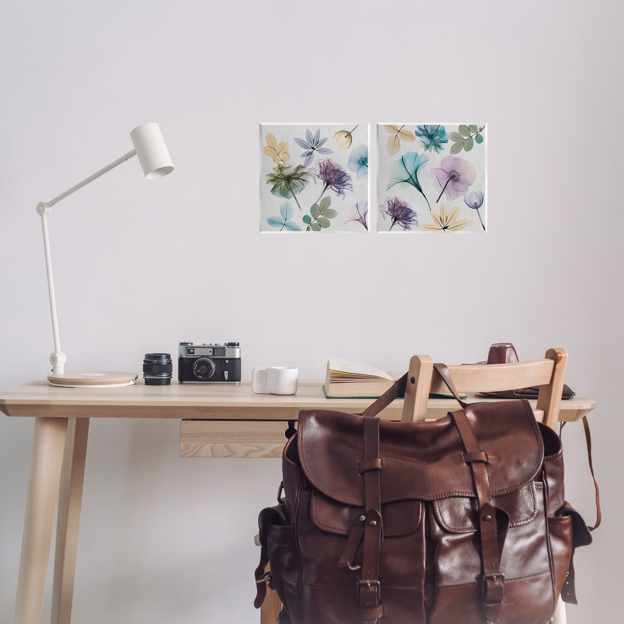 Stupell Industries X-Ray Floral Collage Plants & Flowers Painting Unframed Art Print Wall Art, 12 x 12, Set of 2