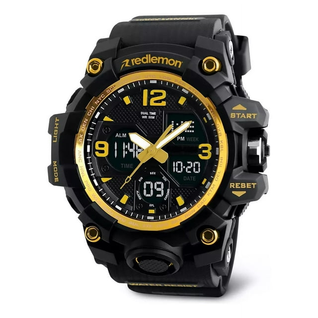 Reloj Digital y Análogo, Deportivo y Militar, 4 Pantallas, Retroiluminación, Resistente al Agua, con Cronómetro, Temporizador, Alarma y Fecha, Modelo 1155B,