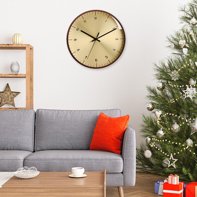 Metal Wall Hanging Clock Minimalism Silent Non-Ticking Mist Proof Round Battery Operated Easy to Read for Home Bedroom Office Kitchen Decoration Superficie de tón C perfecl Reloj de pared