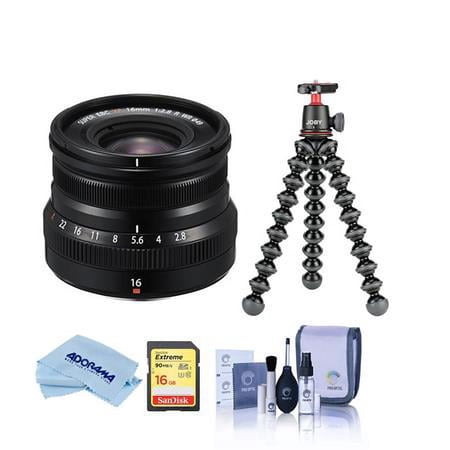 UPC: 0192223114487 | XF 16mm f/2.8 R WR Lens  Black  Bundle with Joby GorillaPod 3K Kit  32GB U3 SDHC Card  Cleaning Kit  Microfiber Cloth
