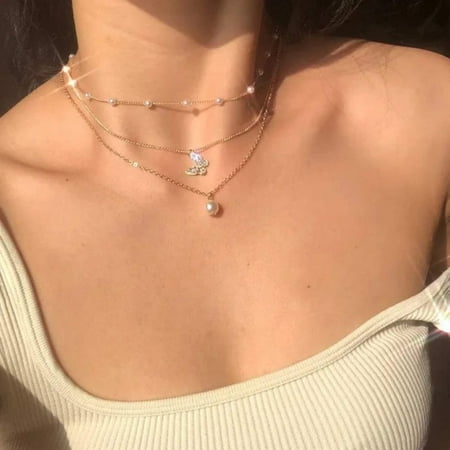 Necklaces for Women Women's Y-shaped Imitation Pearl Fringed Necklace Cadenas Para Mujer Necklacе Gifts Bijoux Accessories