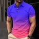 thumbnail image 2 of Camisa Casual de Impresión de Gradiente de los Hombres, Top de Solapa de Manga Corta en Tela de Malla Ligera para el Aire Libre Y el Ocio, Blusa de Suéter Elegante, 2 of 9
