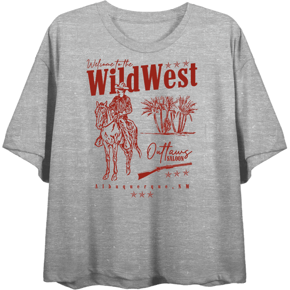 Wild West Cowboy Adult Heather Gray Crew Neck Short Sleeve Tee-Medium