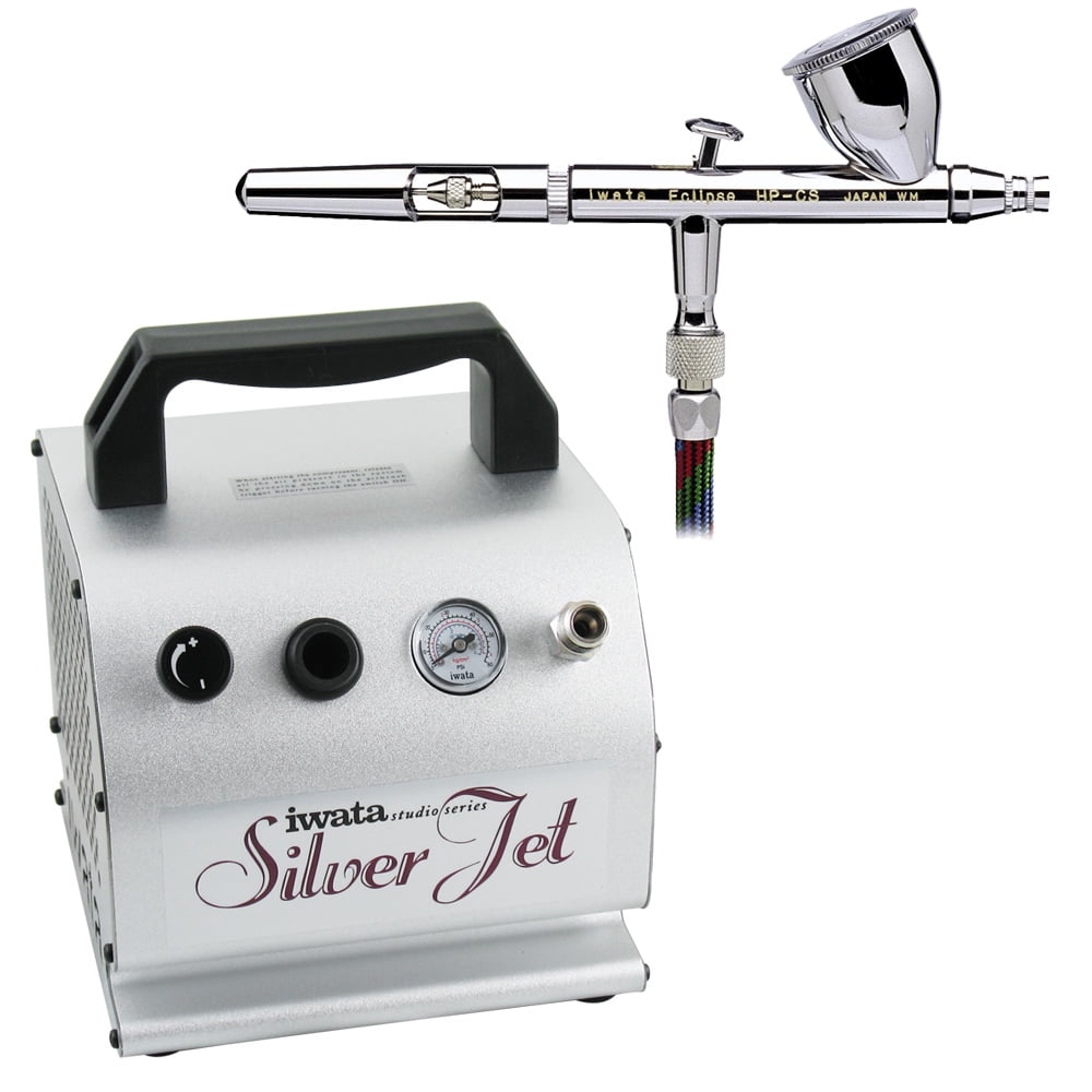 Iwata Eclipse HP-CS Airbrushing System with Silver Jet Air Compressor