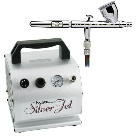iwata cs hp eclipse airbrushing system compressor jet silver air airbrush makeup kit