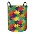 thumbnail image 4 of LNWH Waterproof Laundry Basket with Handles, Cartoon Geometric Puzzles Seamless Pattern Foldable Laundry Hamper, Medium Size, 4 of 8