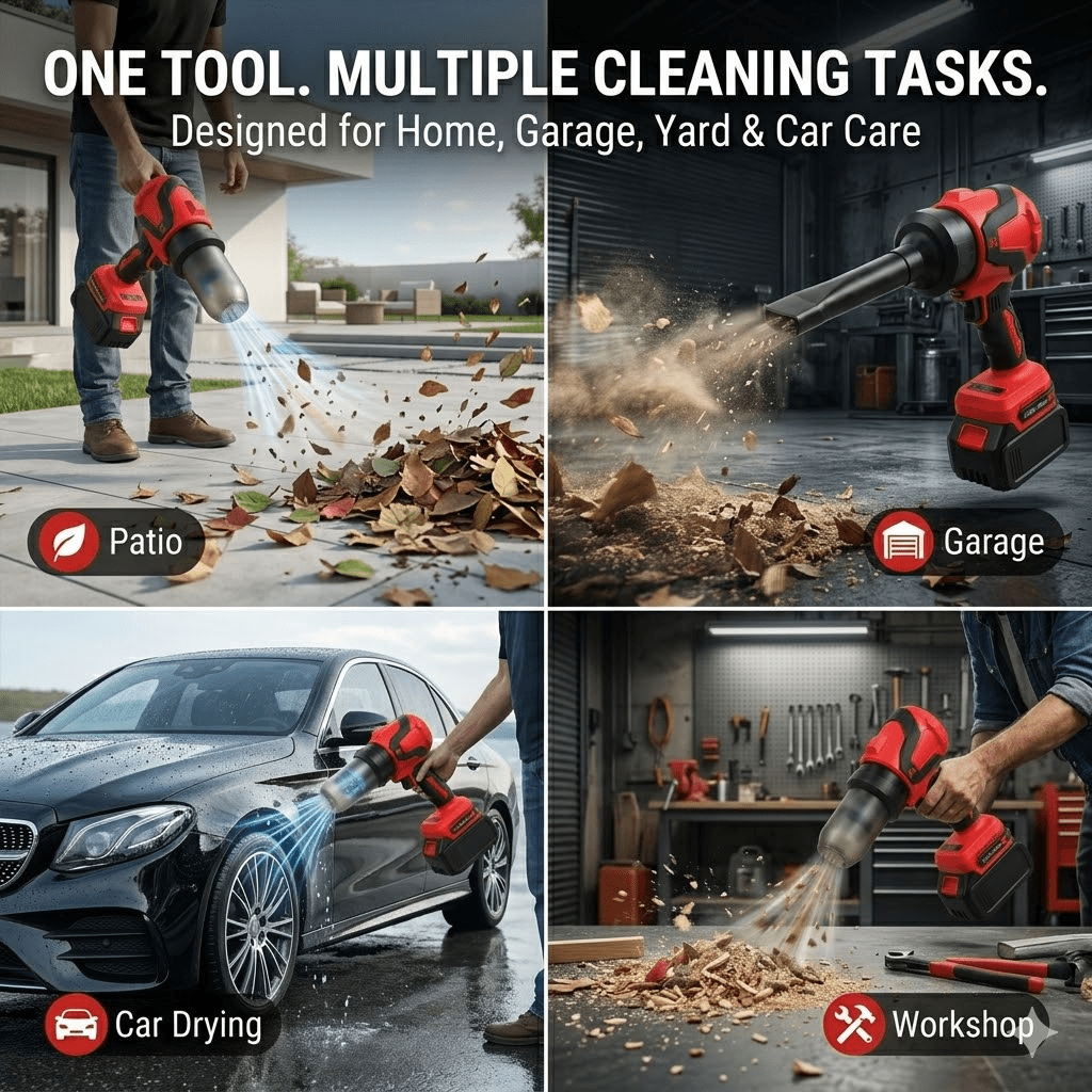Cordless Leaf Blower Vacuum, 21V Brushless Electric Leaf Blower with 2 Batteries and Charger, Battery Powered Lawn Blower, 2-in-1 Small Handheld Blower Vacuum with Storage Case for Lawn Care,