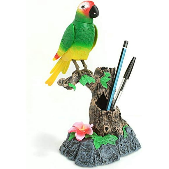 PowerTRC Talking Parrot Desktop Decoration Pen Pencil Container Repeating Parrot (Green)