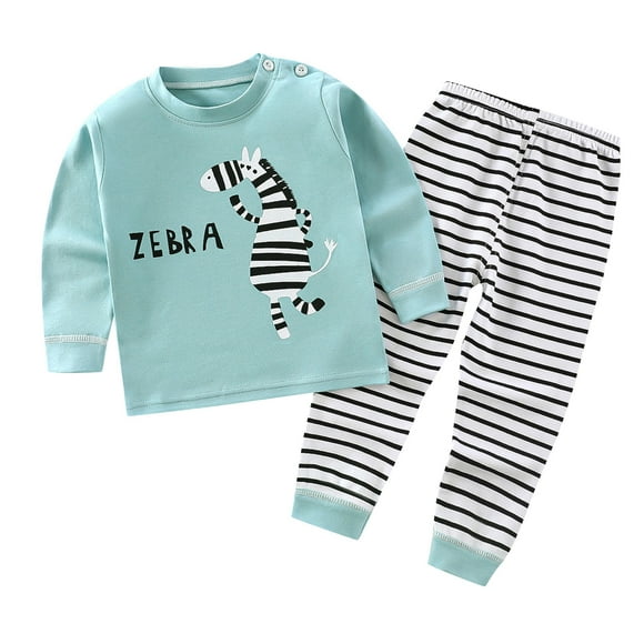 Kcodviy Toddler Kids Baby infant Preschool Boys Clothes Pj’S Boys Girls French Fry Pajamas Long Sleeve Cute Cartoon If Pajamas Dinosaur Tops Pants Sleepwear Pajamas Outfits Set 2Pcs
