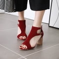 thumbnail image 3 of SACFOF Womens Suede Peep Toe Chunky Heels Ankle Booties Cut Out Chunky Block Heeled Sandals Comfortable & Stylish Peep Toe Sandal, Ideal for Work, Parties & Casual Wear, 3 of 6