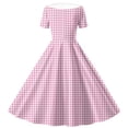 thumbnail image 3 of Vornjynx Midi Dresses for Kids Girls Plaid Printed Button-Up Collar V Neck Summer Wedding Trendy Dress Pink Size 8, 3 of 7
